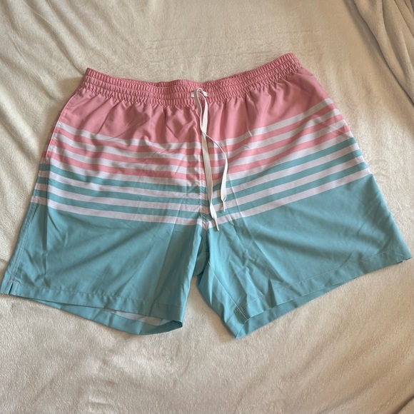 Chubbies Men's Pink and Blue Swim Shorts - Picture 1 of 5